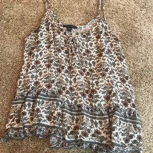 Floral lace up front tank top